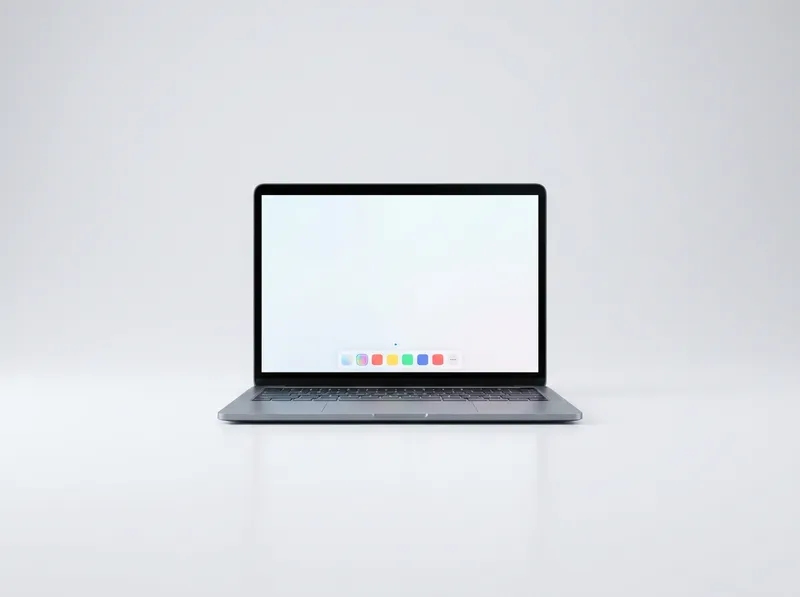 Slim aluminium laptop in cool grey, open showing bright touch display